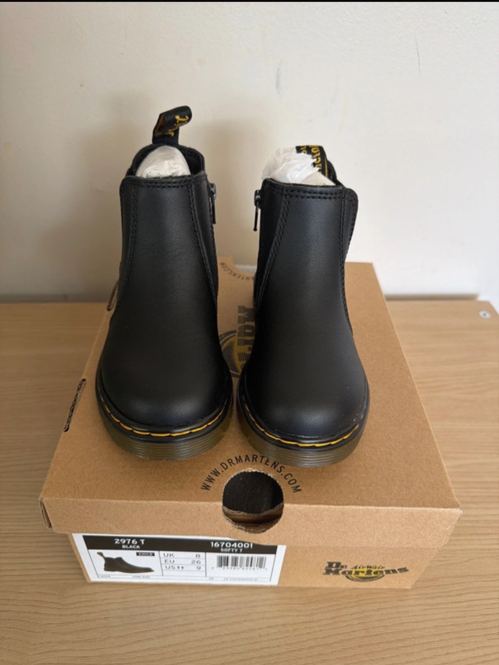 Dr. Martens Black Leather Chelsea Boots with Yellow Stitching